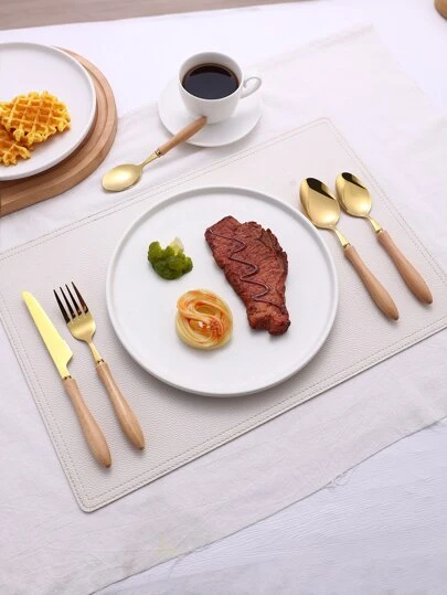 4pcs/set Stainless Steel Flatware Set With Solid Wood Handle, 304 Material