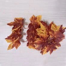 10入組楓葉人造秋葉批發混合假秋色楓葉裝飾,用於手工藝品、婚禮、節日、派對、感恩節及戶外裝飾 - 軍綠色 - 查看 2