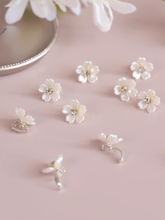 10入組精緻可愛簡約花朵迷你髮夾,適用於返校季、派對、生日、音樂節、旅遊和度假