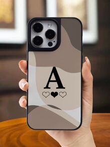 Alphabet Printed Phone Case With Groove, For Big Hole Camera, Compatible With Smartphone