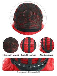 Peluca de cosplay Lolita con doble coleta de cabello sintético con flequillo, 22 pulgadas de largo, rizado y esponjoso, rojo, con 2 coletas desmontables con pinza de doble garra, peluca resistente al calor de fibra natural de alta densidad con aspecto natural para vestirse, disfraces de Halloween, fiestas, regalos, anime, cómics, disfraces de dibujos animados y 1 gorro de peluca - Rojo - Ver 8