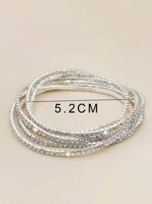 Bộ 6 vòng tay pha lê đàn hồi siêu mỏng 2mm dành cho nữ, vòng tay kim cương trắng trong suốt màu bạc đính đá Zirconia sáng bóng, thời trang cho tiệc tùng và du lịch - Đầy màu sắc - Xem 4