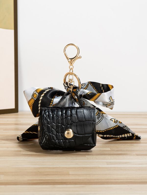 Fashionable Crocodile Pattern Bag Charm With Decorative Skinny Scarf Bag Accessories Gift Gift Accessories Decor For Teen Girls Women College Students Rookies & White-Collar Workers Present Car Accessories Women Key Chain Charms