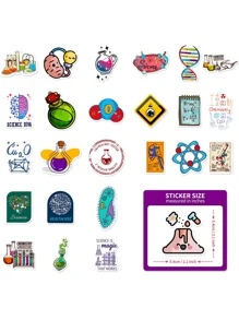 Finego 有趣實驗室科學貼紙 50 件，水瓶防水貼紙筆記本電腦滑板，乙烯基實驗貼紙包適合兒童青少年學生 - 彩色 - 查看 2