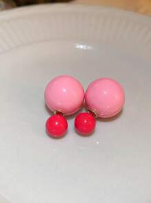 Andkiss 1 đôi Đúng mốt Màu tương phản Hạt Hoa tai - Nhiều màu - Xem 2