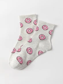 1 par Donuts moderiktiga och mångsidiga dekorativa strumpor för vardagsbruk, höst - Multifärgad - Visa 2