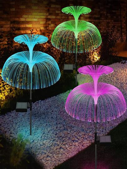 1pc/2pcs 86cm Double-Layered Solar Garden Light With Jellyfish Design, Suitable For Pathway, Lawn, Terrace, Deck, Walkway, Courtyard, Bedroom, Living Room, Party, Wedding, Home, Festival Decoration, Outdoor Garden Lighting For Pathway, Yard, Patio