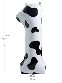 40-Inch Cow Print Balloons, Suitable For Birthday Party, Farm/Barn Decor, Back To School, And Valentine's Day - Black and White - View 6