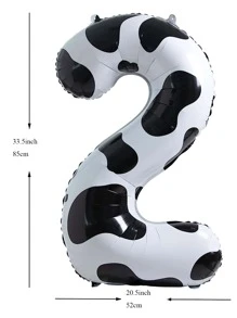 40-Inch Cow Print Balloons, Suitable For Birthday Party, Farm/Barn Decor, Back To School, And Valentine's Day - Black and White - View 4