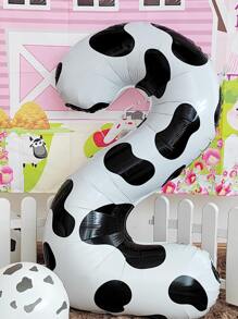 40-Inch Cow Print Balloons, Suitable For Birthday Party, Farm/Barn Decor, Back To School, And Valentine's Day - Black and White - View 3