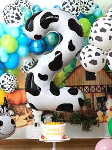 40-Inch Cow Print Balloons, Suitable For Birthday Party, Farm/Barn Decor, Back To School, And Valentine's Day - Black and White - View 2