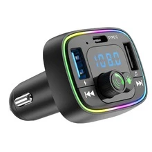 Car Fm Transmitter Bluetooth-compatible Hands-free Calling Lossless Music Player Dual Usb Charger Car Kit - Black - View 1
