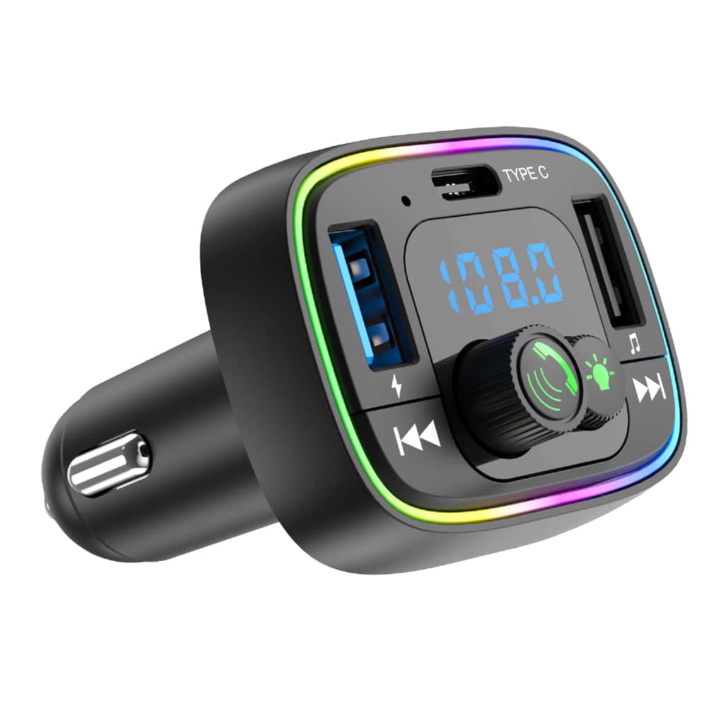 Car Fm Transmitter Bluetooth-compatible Hands-free Calling Lossless Music Player Dual Usb Charger Car Kit - Black - View 1
