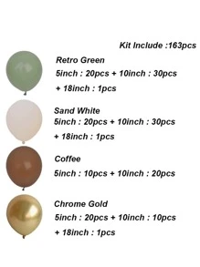 163入組咖啡棕色米色綠色氣球花藤裝飾套件,適用於嬰兒淋浴、丛林主題生日裝飾、婚禮、訂婚等場合 - 彩色 - 查看 3