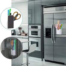 2入组磁性記號筆架白板或冰箱磁鐵鉛筆杯收納盒教室辦公室家庭儲物櫃和金屬櫃媒體收納盒 - 白色 - 查看 6