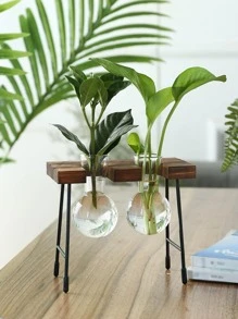 3pcs Clear Flower Vase With Rack, Modern Glass Vase For Flower
