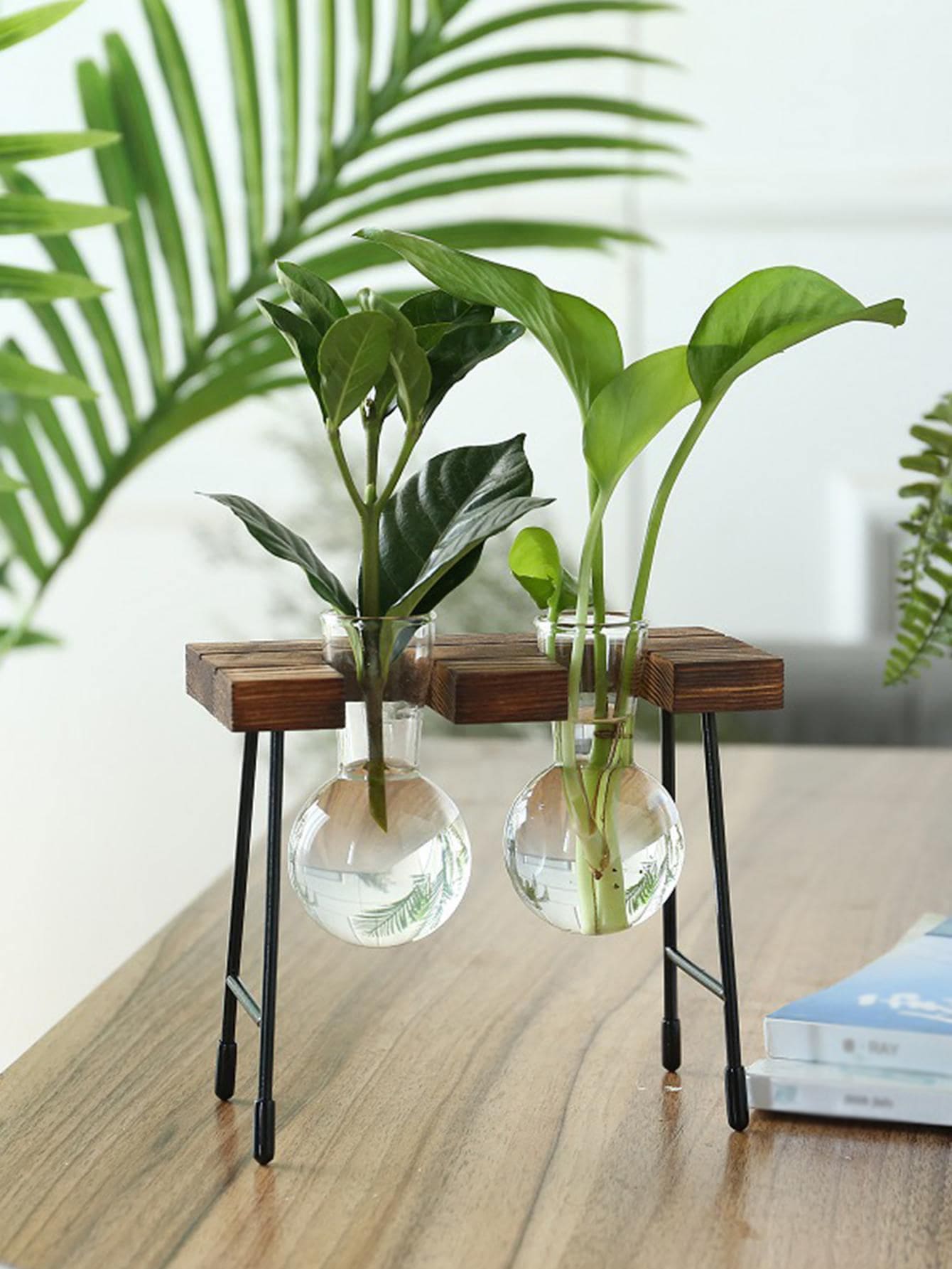 3pcs Clear Flower Vase With Rack, Modern Glass Vase For Flower