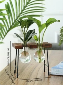 3pcs Clear Flower Vase With Rack, Modern Glass Vase For Flower