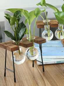 3pcs Clear Flower Vase With Rack, Modern Glass Vase For Flower