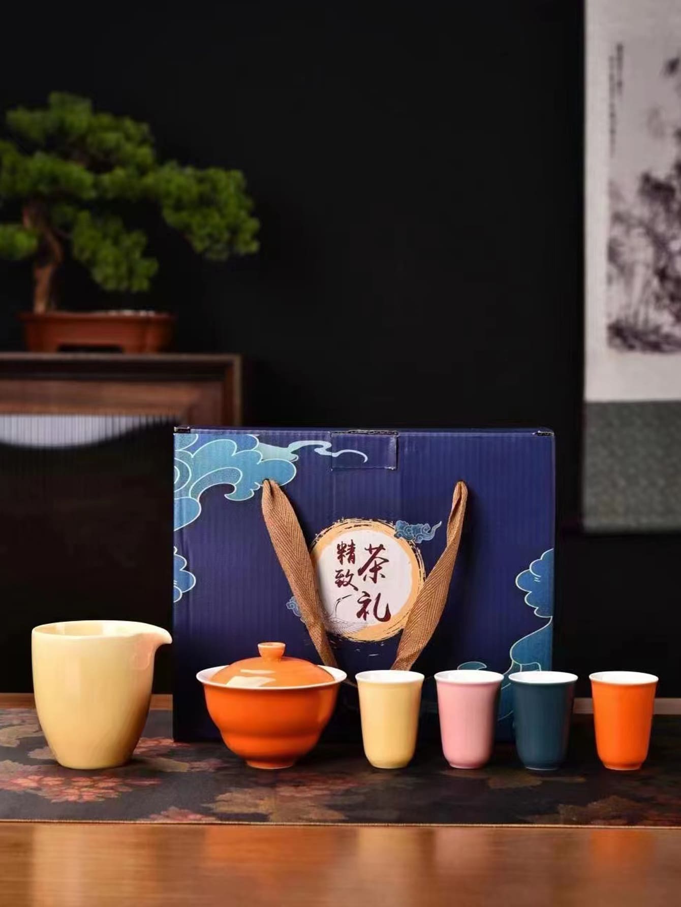 1 Set Multicolor Ceramic Teapot Set With Lid, Cup And Drinkware, Suitable For Summer, Drinking Water, Afternoon Tea, Party, Home, Office - Multicolor - View 1