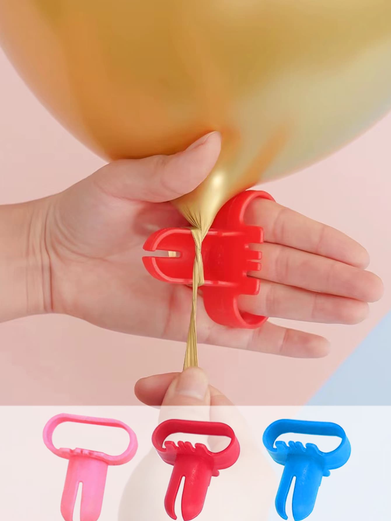 3入組氣球打結工具,簡單的至系帶氣球帶適合婚禮,生日,派對裝飾用品 - 彩色 - 查看 1