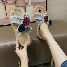 de mujeres plataforma Zapatillas , verano coreano estilo Sandalias planas para mujeres - Rojo - Ver 2
