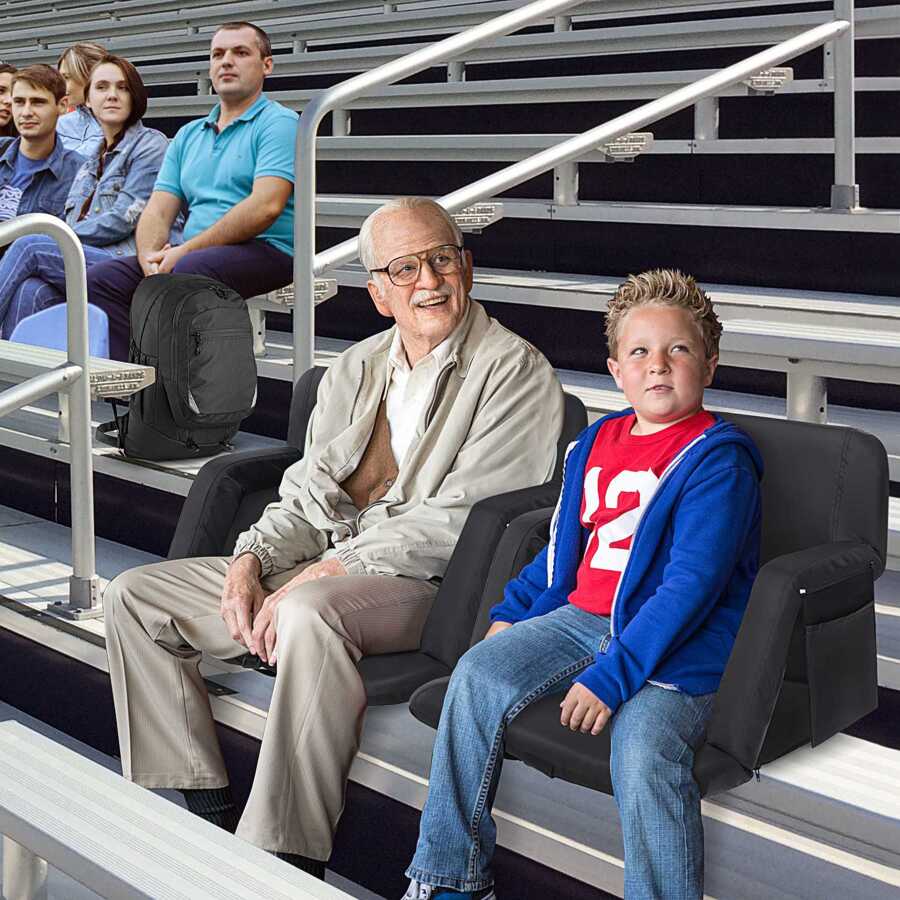 Stadium Seats With Back Support 2 Pack, Folding Bleacher Seats With Arm