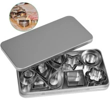 30 szt. Foremek do ciastek i kremówki, Okrągłe foremki do ciastek w kształcie kropli wody, w kształcie serca, w gwiazdki i kwiatki, w geometryczne wzory, Mini zestaw foremek do ciastek do samodzielnego pieczenia, kanapki, owoce ze stali nierdzewnej, 10 kształtów