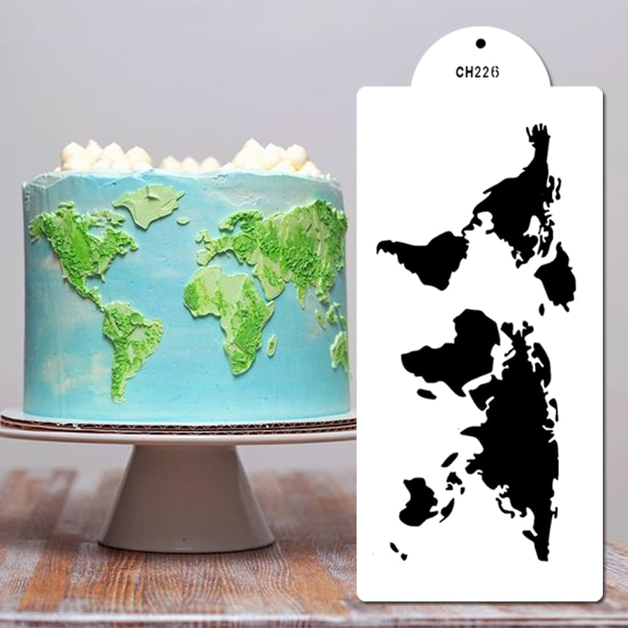 1pc Cake Stencil Template Cake Decoration Mold World Map Shape Lace Pattern For Wedding Birthday Party Baking Confectionery Utensils Cake Cookie Fondant Buttercream Floral Border Stencil Crafts Walls Painting Wrapping Scrapbooking Drawing Stencil - White - View 1