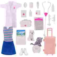 19 piezas miniatura Muñeca enfermera Kit , equipaje , ordenador , con Juguete para perros Set ( Muñeca no incluido ) - Multicolor - Ver 1