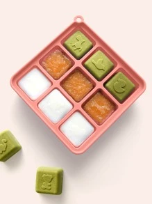 嬰兒餐飲補充冰箱包裝模具軟矽膠嬰兒家用保鮮兒童收納冰塊托盤盒 - 粉色 - 查看 2