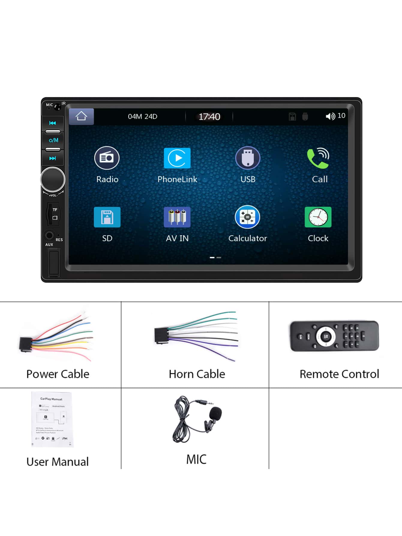7 Inch Screen 2 Din EQ-Mode Mirror Link Car Multimedia Player Compatible With Wired D-Play & Android Auto - Black - View 1