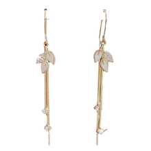 1 Cặp Hoa tai tua rua lá đính đá phong cách Hàn Quốc, Hoa tai dài độc đáo, Hoa tai thời trang nữ - Vàng - Xem 5