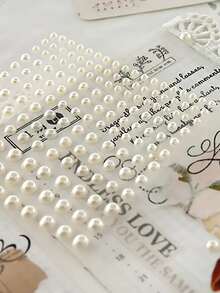 2 张/套人造珍珠贴纸，用于面部自粘装饰、化妆、美甲、手机、DIY 工艺品、家居装饰，混合尺寸 3 毫米/4 毫米/5 毫米/6 毫米，165 张/张 - 米色 - 查看 2