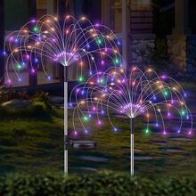 Luces de cadena con diseño tipo fuegos artificiales solares, iluminación de jardín exterior para caminos, patios y jardines - Multicolor - Ver 2