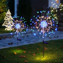 Luces de cadena con diseño tipo fuegos artificiales solares, iluminación de jardín exterior para caminos, patios y jardines - Multicolor - Ver 1