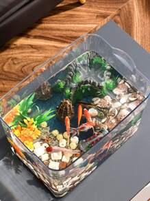 1入組亞克力桌面收納盒魚缸,迷你生態水族館適用於客廳,不附帶套 - 無色 - 查看 2