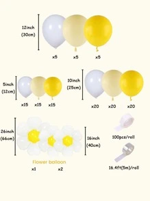 125个黄色和白色乳胶雏菊气球拱门套装，适用于春季、夏季、生日、婚礼、周年纪念、庆祝活动、派对装饰、返校季、情人节 - 黃色 - 查看 3