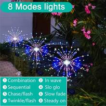 Luces de cadena con diseño tipo fuegos artificiales solares, iluminación de jardín exterior para caminos, patios y jardines - Multicolor - Ver 4