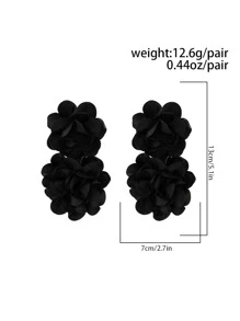 1 Par de Elegantes Aretes con Flor de Tela de Moda, Accesorio Glamoroso para Vestidos, Moda de Pasarela, Regalos para Festivales y Fiestas (Viene con Almohadilla Blanca o Transparente para Evitar que los Postes de los Aretes Perforen el Empaque, el Producto Real Puede Variar) San Valentín, Mamá, Madre, Día de la Madre, Regalo - Negro - Ver 4