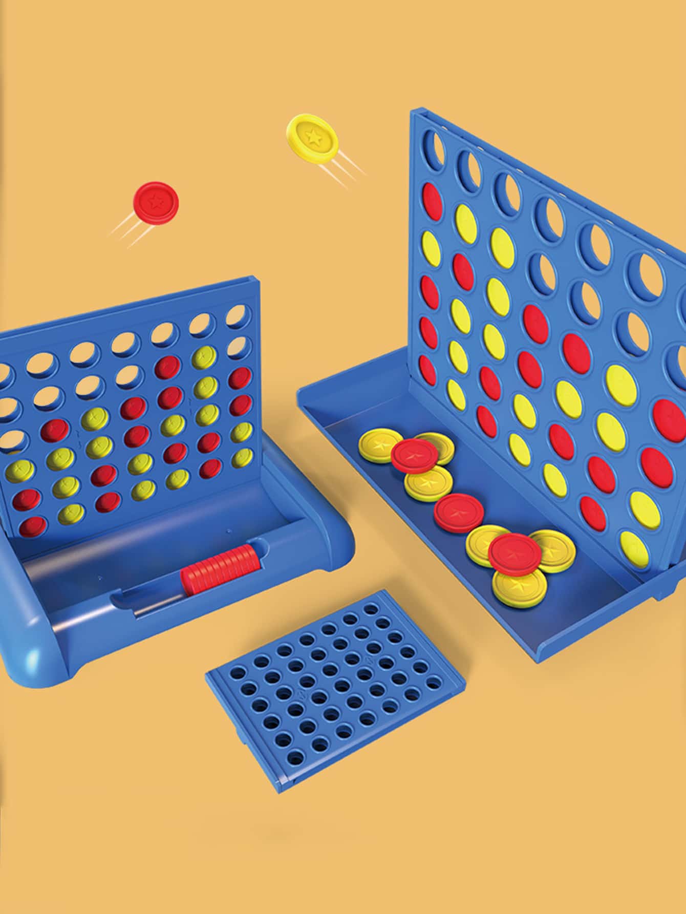 1pc 3d Interactive Desktop Four-in-a-row Puzzle Game - Blue - View 1