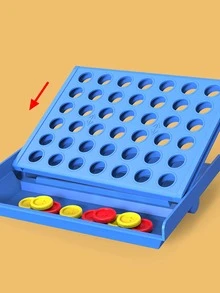 1pc 3d Interactive Desktop Four-in-a-row Puzzle Game - Blue - View 2