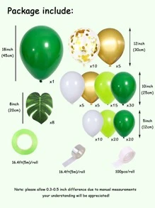 132pcs Jungle Theme Green Latex Balloon, Palm Leaf, Wreath, Arch Decoration Set, Suitable For Spring, Summer, Birthday, Wedding, Anniversary, Celebration, Party, Christmas - Army Green - View 3
