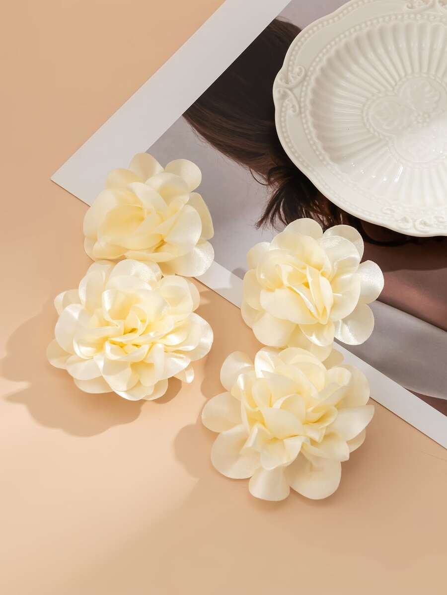 1 Pair Women Elegant Fashion Floral Fabric Attractive Earrings