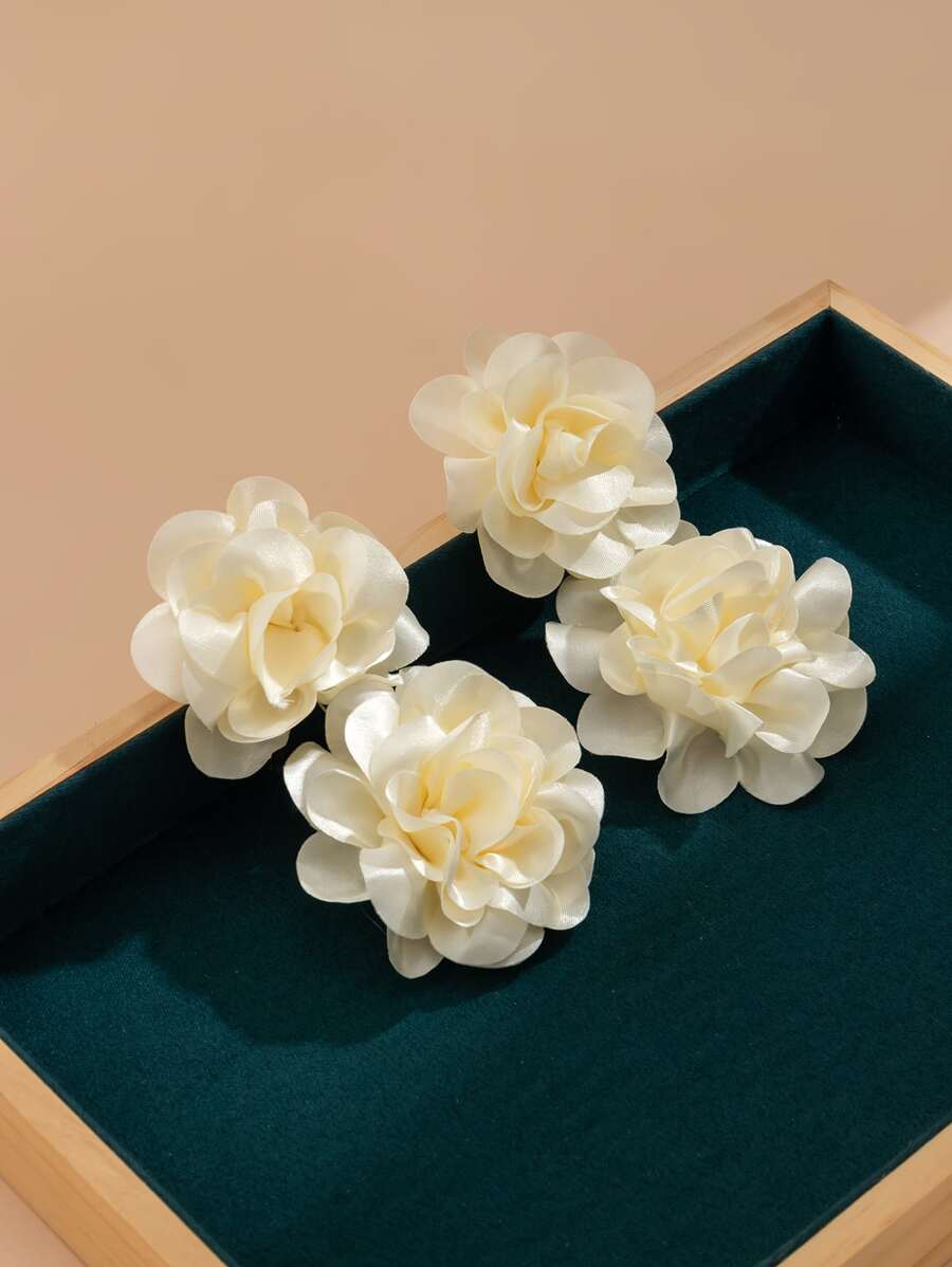1 Pair Women Elegant Fashion Floral Fabric Attractive Earrings