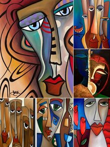 Pintura diamante DIY fácil a hacer multicolor abstracto retrato con Diamantes de imitación - Multicolor - Ver 1