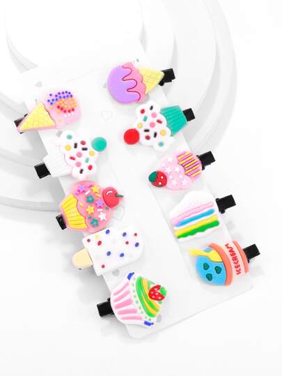 10入組蛋糕和冰激淩裝飾鴨嘴夾