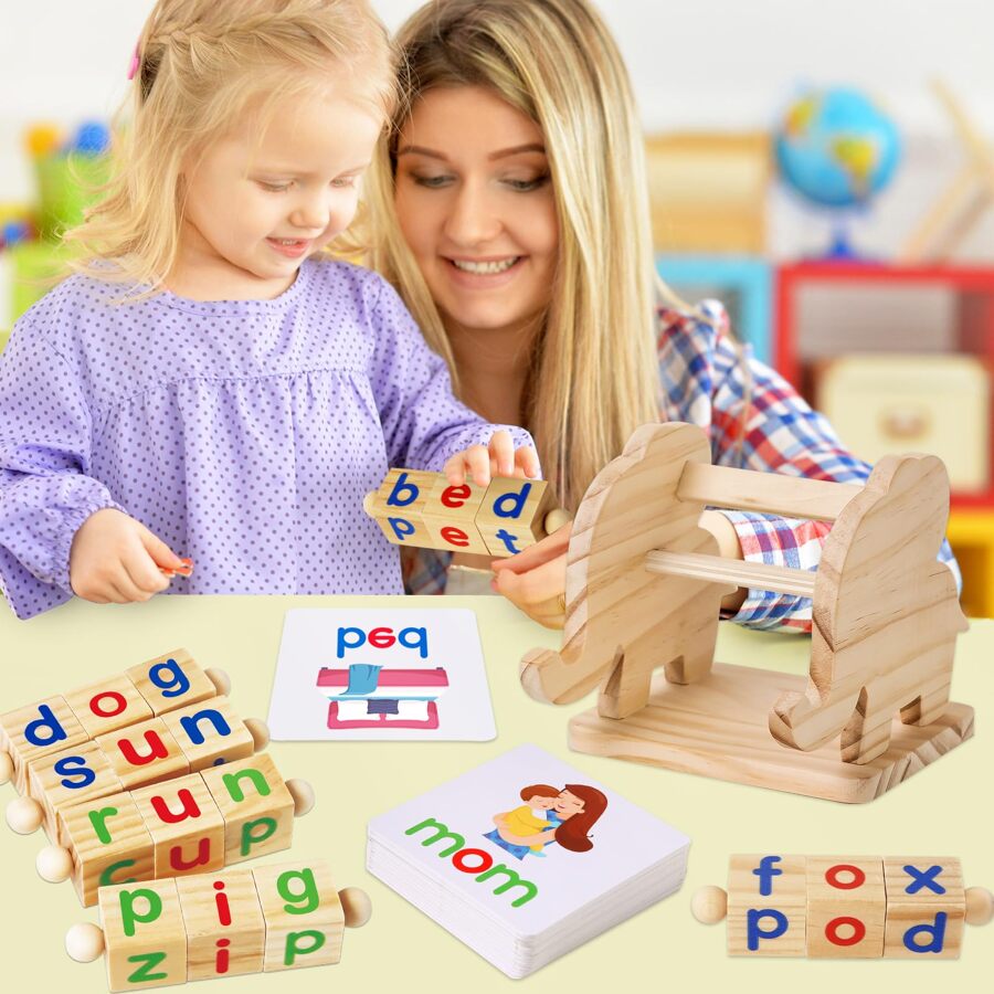 montessori-toys-for-tollders-wooden-cvc-sight-words-flash-cards