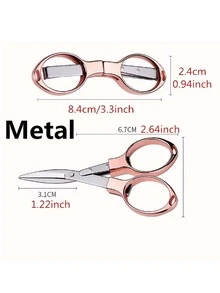 1pc Multi-Functional Retractable Stainless Steel Folding Scissors Mini Travel Portable Outdoor Scissors Cutting Tool - Rose Gold - View 2