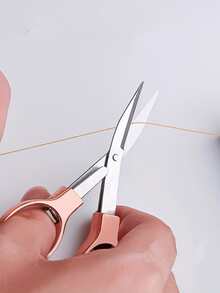 1pc Multi-Functional Retractable Stainless Steel Folding Scissors Mini Travel Portable Outdoor Scissors Cutting Tool - Rose Gold - View 9